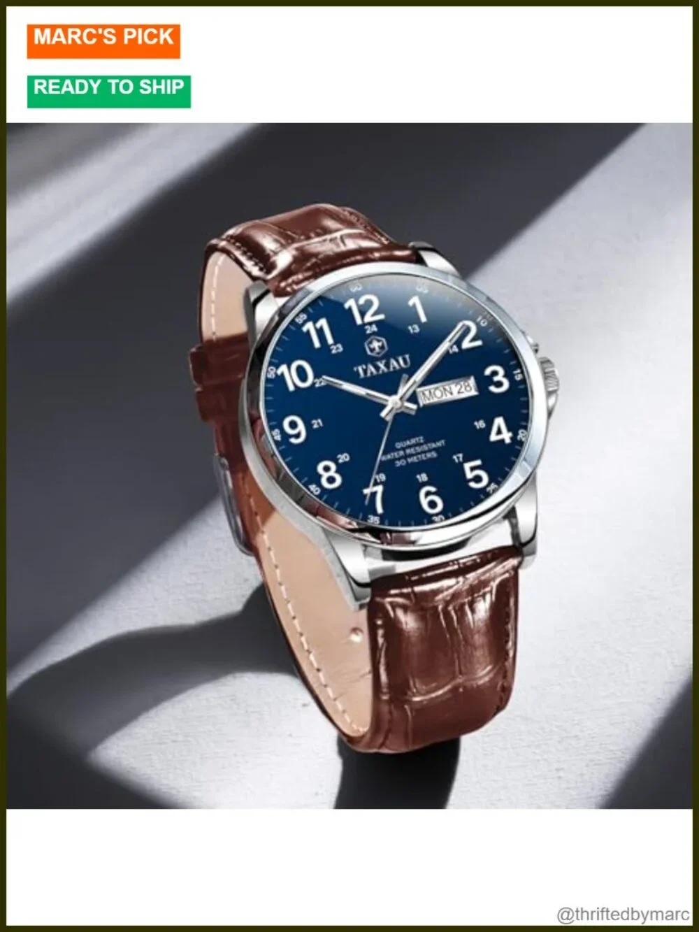 Men's Dress Watch Analog Leather Day Date Arabic Numerals Casual Fashion Wrist